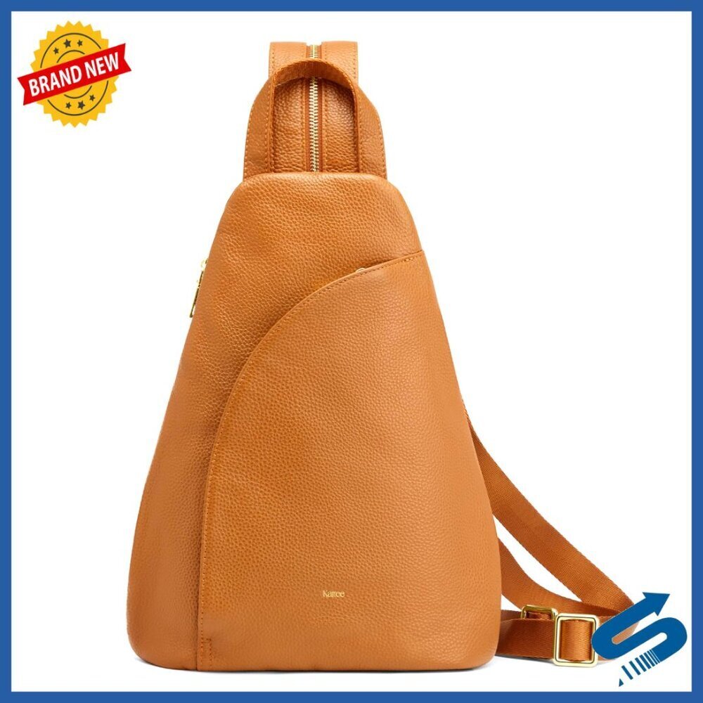 Top Grain Leather Sling Bag Crossbody Fanny Pack RFID Blocking Travel Daypack